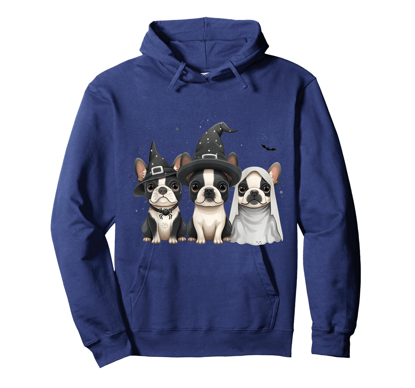 Cute Halloween Boston Terrier Dogs Witch Hat Ghost Dog T-Shirt for Men Women Kids
