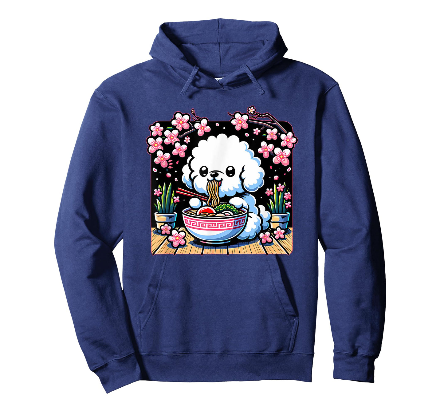 Kawaii Bichon Frise Dog Eating Ramen T-Shirt
