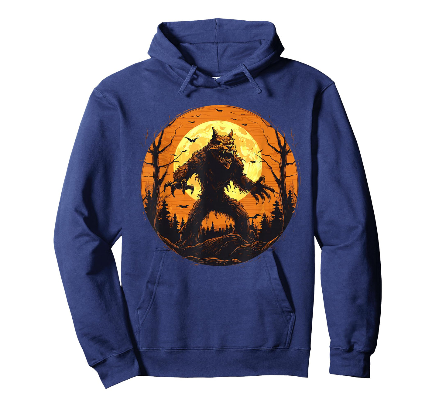 Halloween Werewolf Howling Full Moon Bats Spooky Graphic T-Shirt