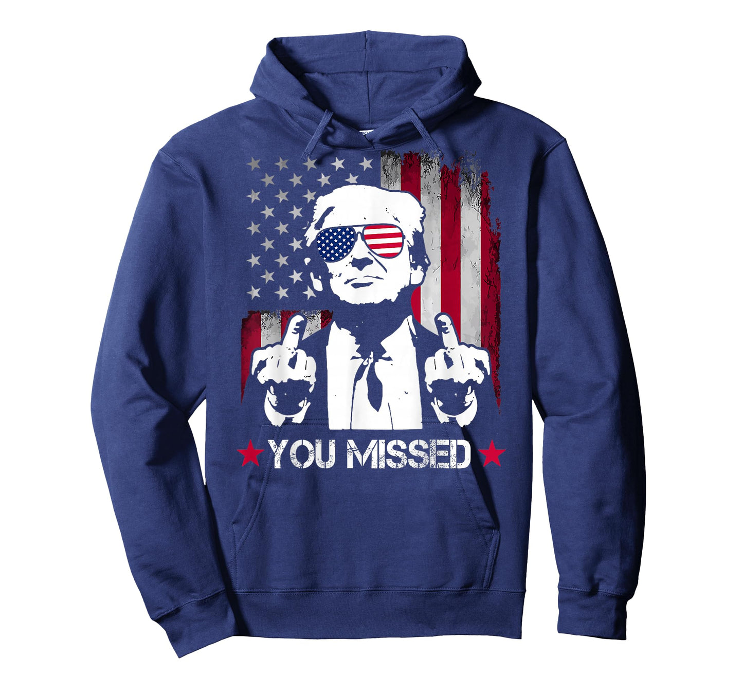 (ON BACK) You Missed Trump 2024 US American Flag T-Shirt