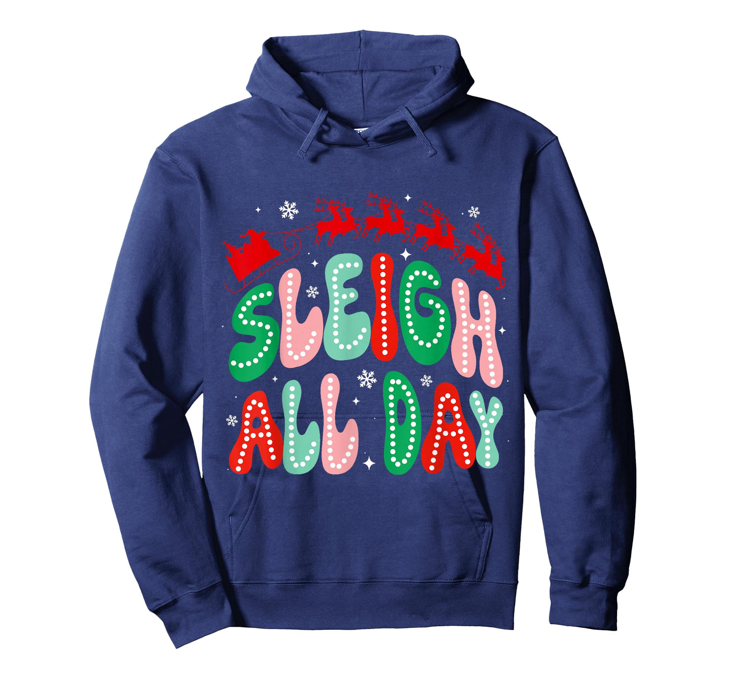 Reindeer Sleigh All Day Retro Christmas Pajamas Women Girls T-Shirt