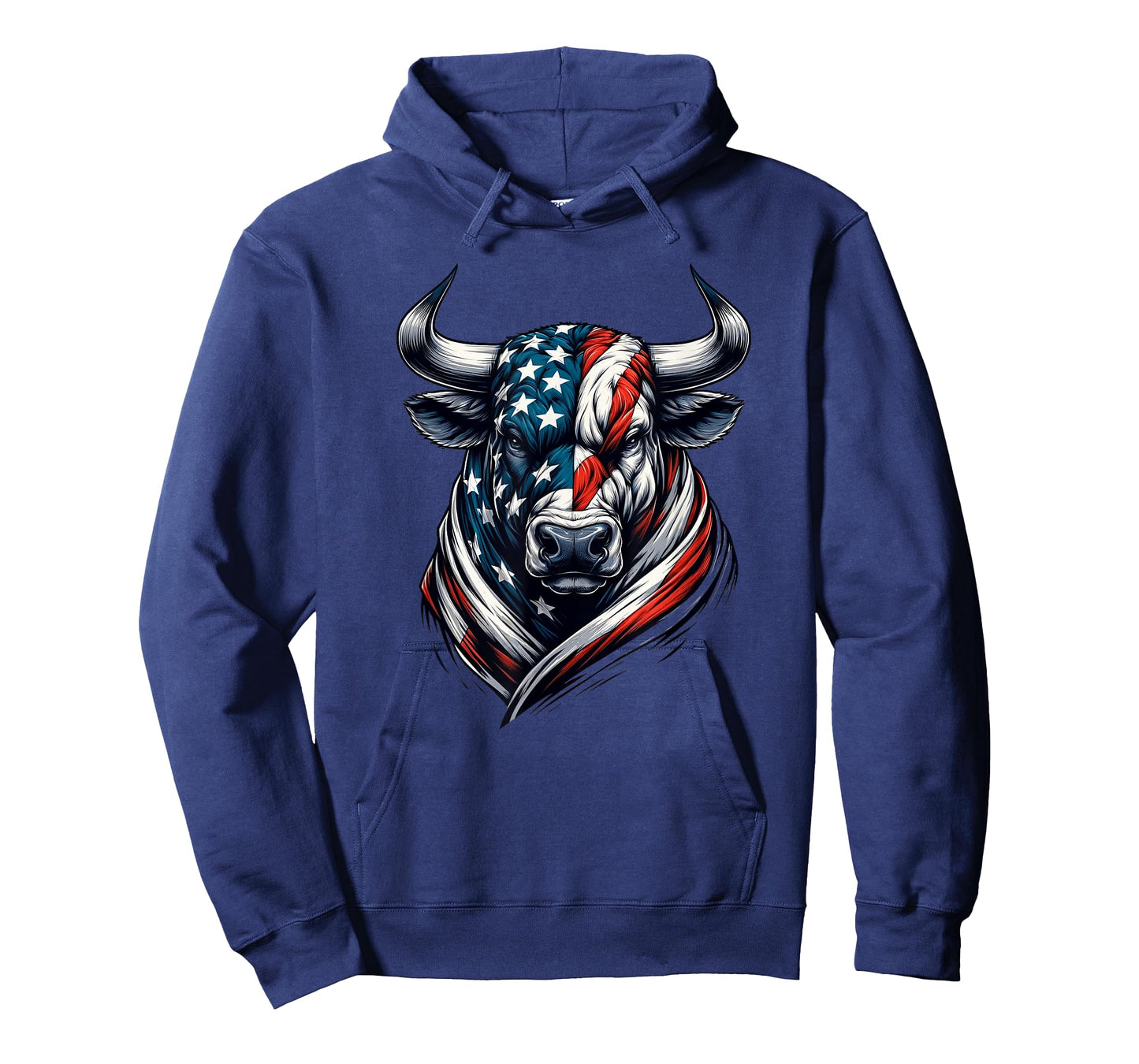 Vintage American Patriot Bull Cow 4th Of July American Flag T-Shirt