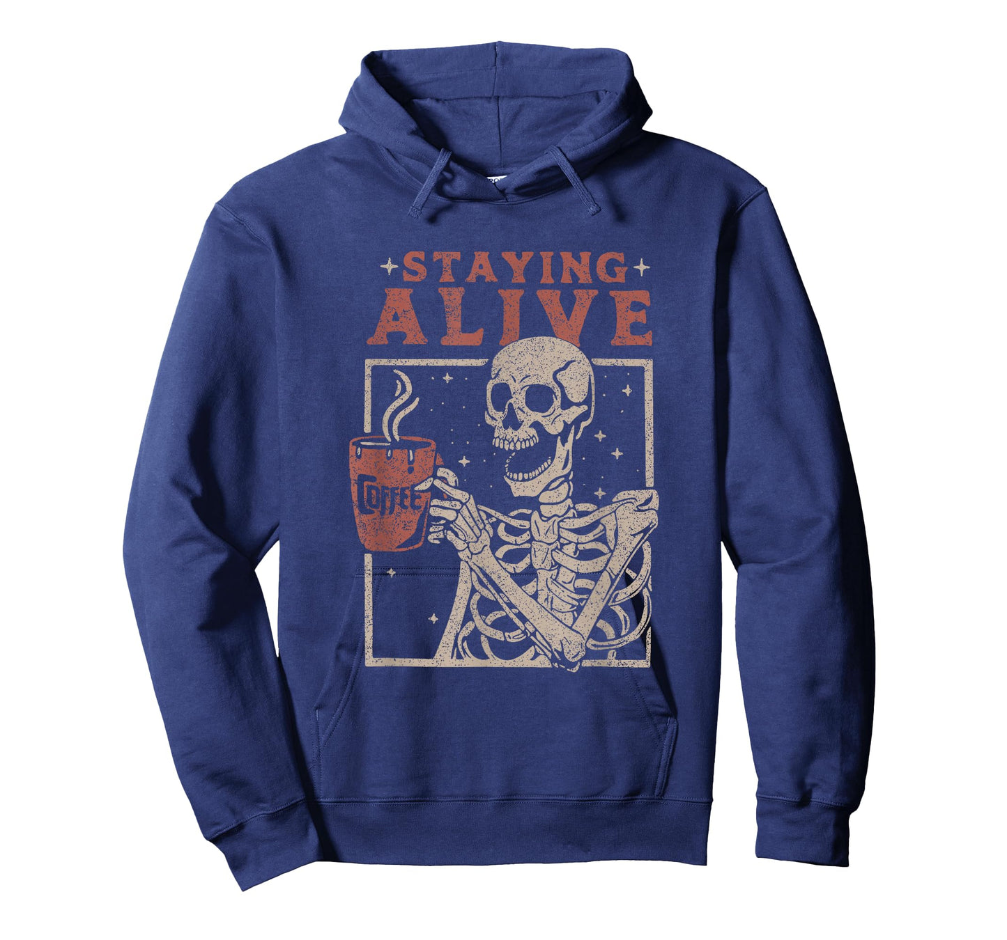 Staying Alive Halloween Costume Funny Skull Drinking Coffee T-Shirt