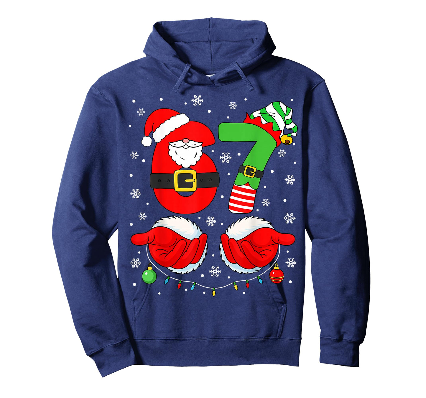 Funny Six Seven 67 Meme 6 7 Elf Santa Christmas Pajamas Kids T-Shirt