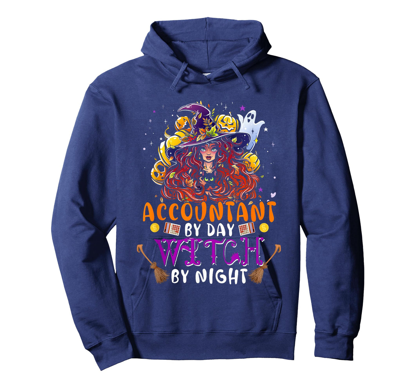 Accountant By Day Witch By Night Funny Witch Scary Pumpkins T-Shirt
