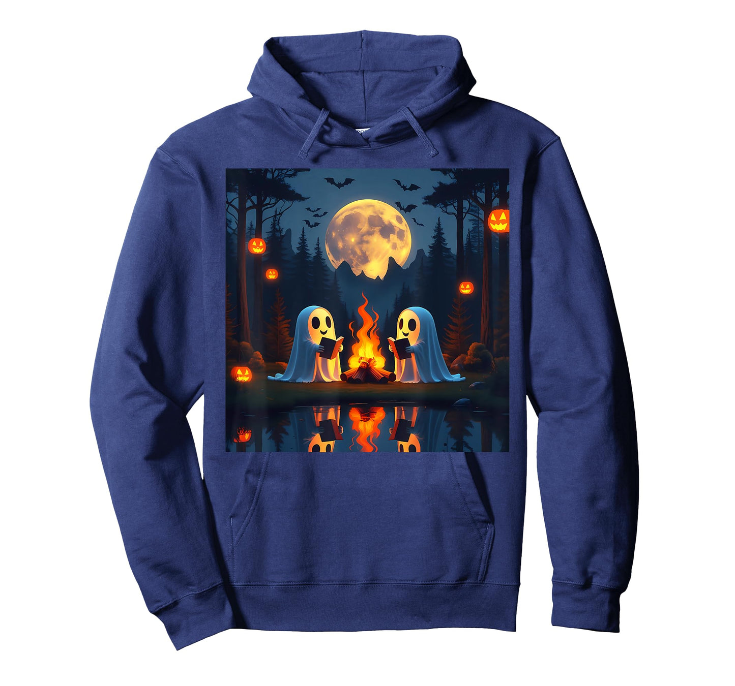 Vintage Ghost Reading Book Lover Camping Halloween Campfire T-Shirt