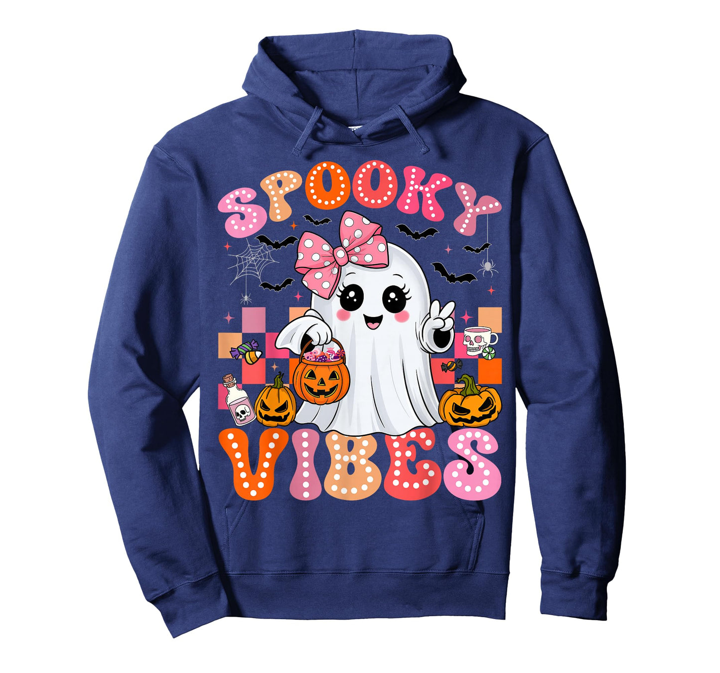 Groovy Spooky Vibes Cute Boo Ghost Halloween Costumes Girls T-Shirt