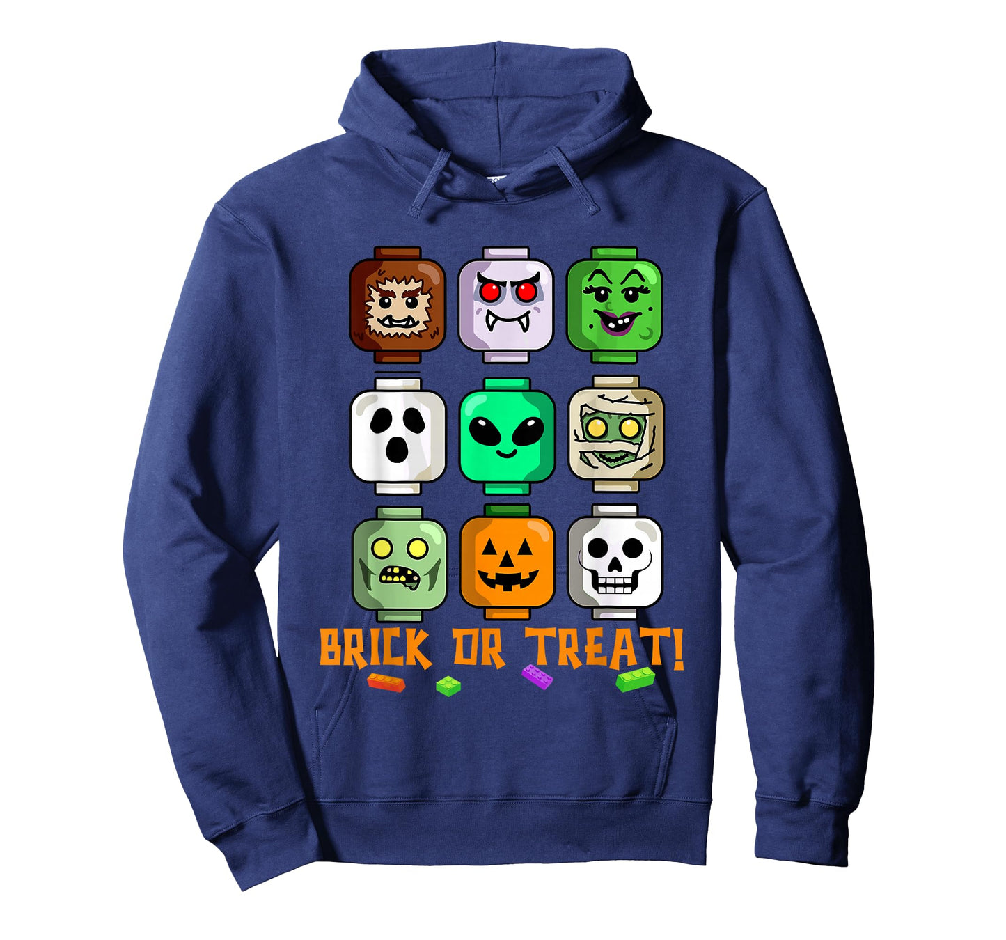 Halloween Building Brick or Treat Heads Pumpkin Ghost Mummy T-Shirt
