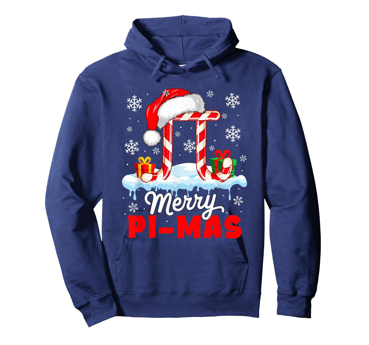 Merry Pi-mas Xmas Santa Pi Symbol Candy Canes Math Teacher T-Shirt