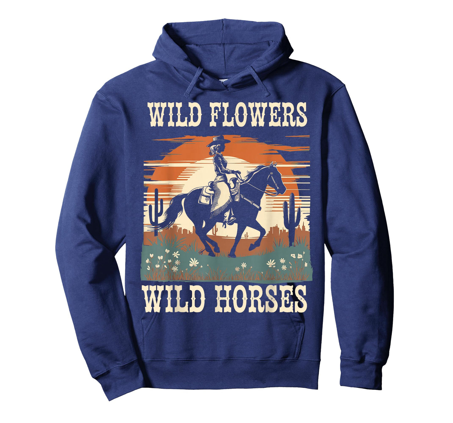 Vintage Retro Cowgirl And Horse Wild Flowers - Wild Horses T-Shirt