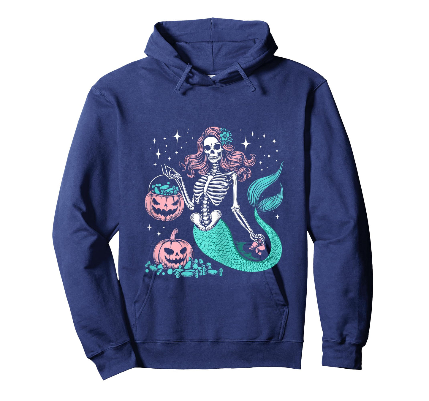 Halloween Mermaid Funny Skeleton T-Shirt