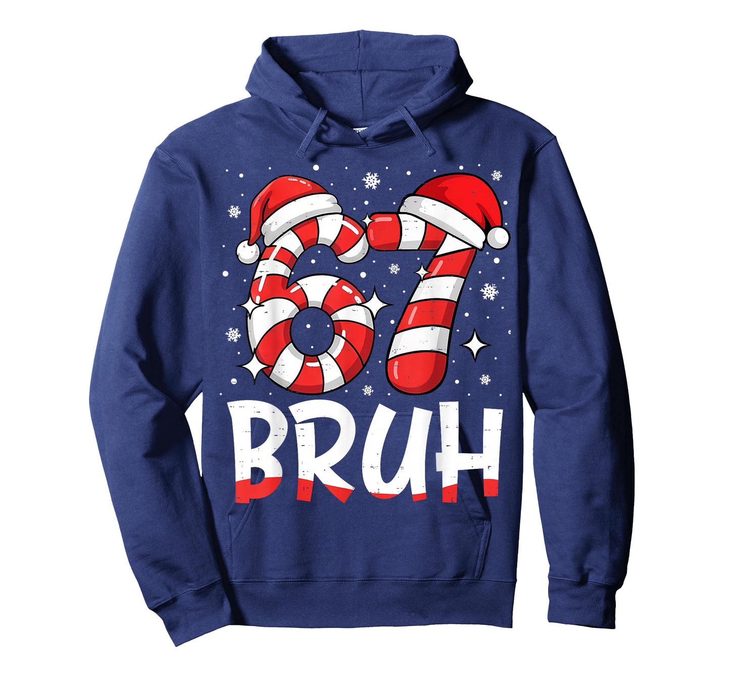 Funny Bruh 67 Six Seven 6 7 Meme Christmas Candy Cane T-Shirt