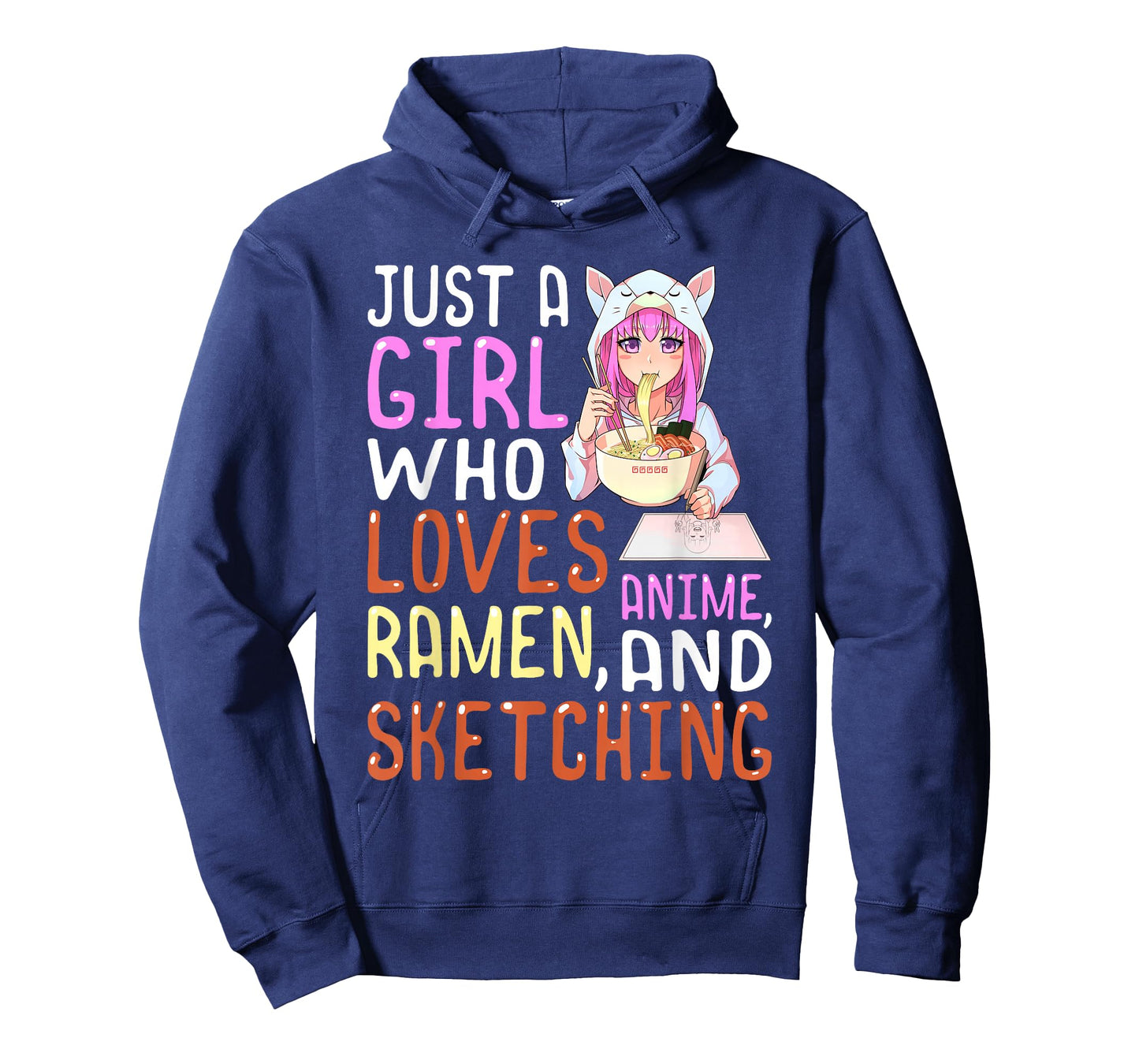 Girl Who Loves Anime Ramen and Sketching Kawaii Teen Girls T-Shirt Small