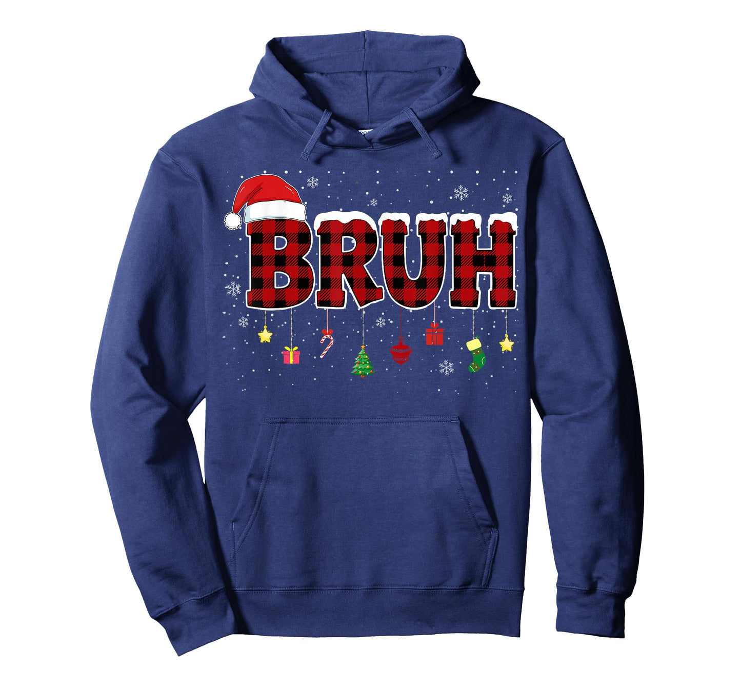Bruh Funny Christmas Red Plaid Teens Boys Kids Xmas Pajamas T-Shirt