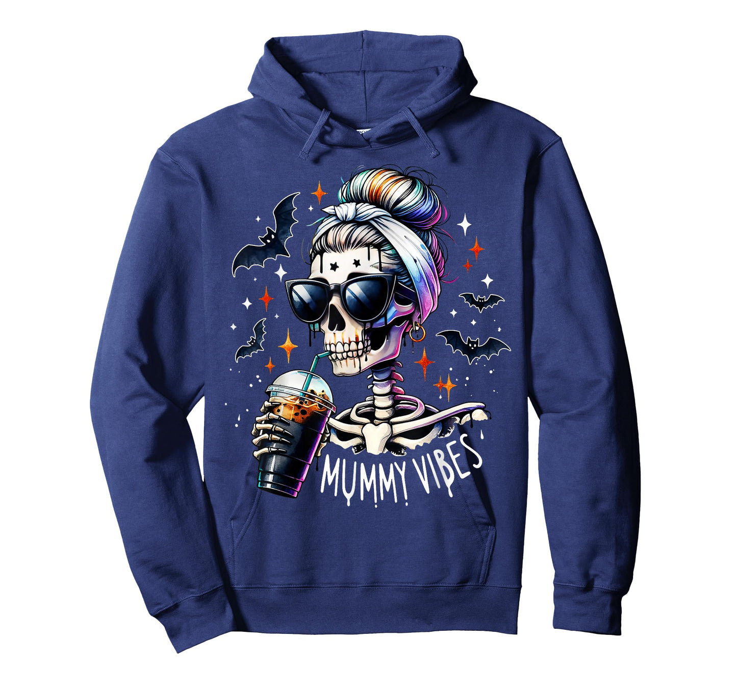 Mummy Vibes Skeleton Coffee Mom Spooky Season Halloween T-Shirt