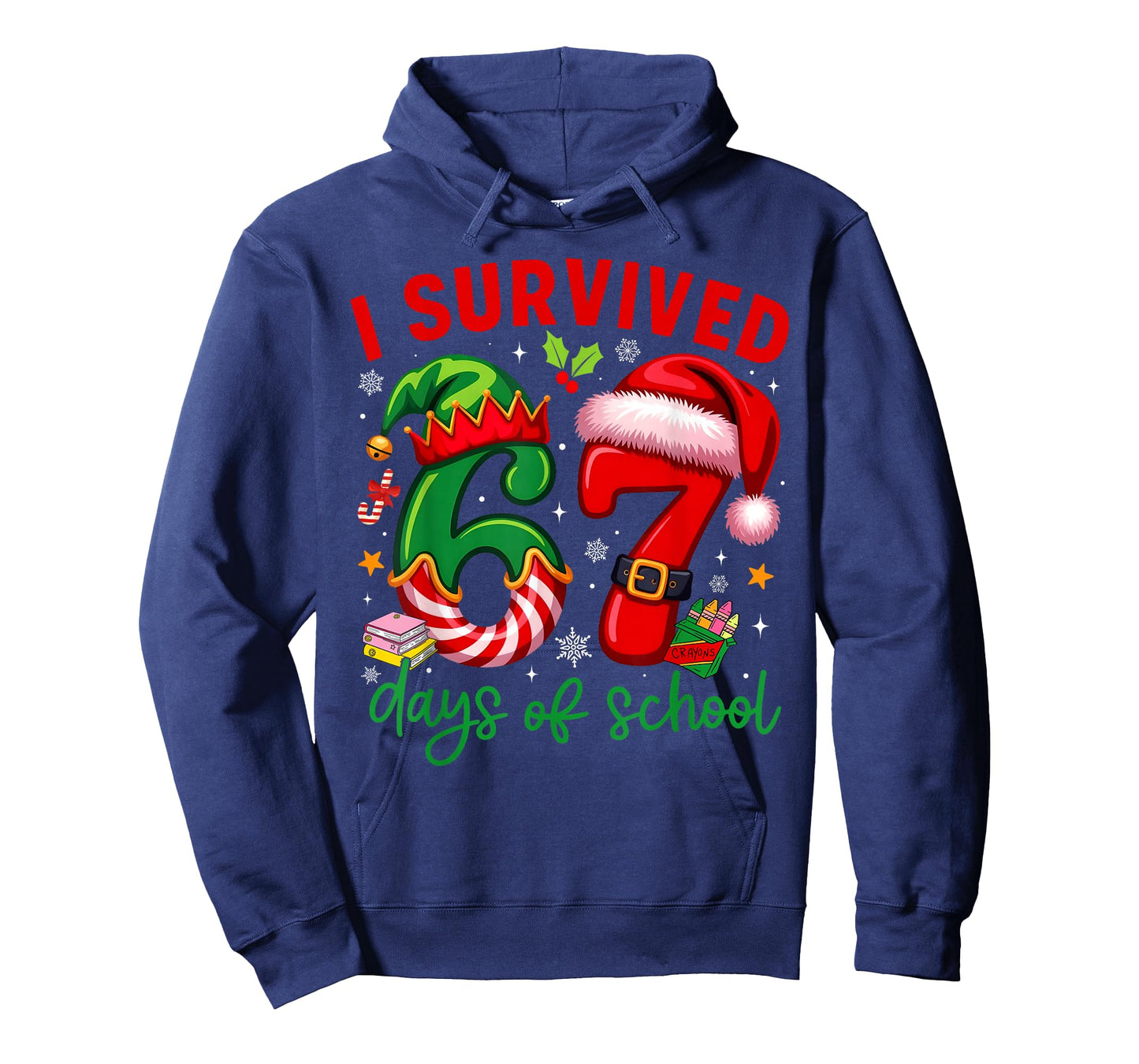 Funny I Survived 67 Days of School Christmas Santa Boy Girl T-Shirt