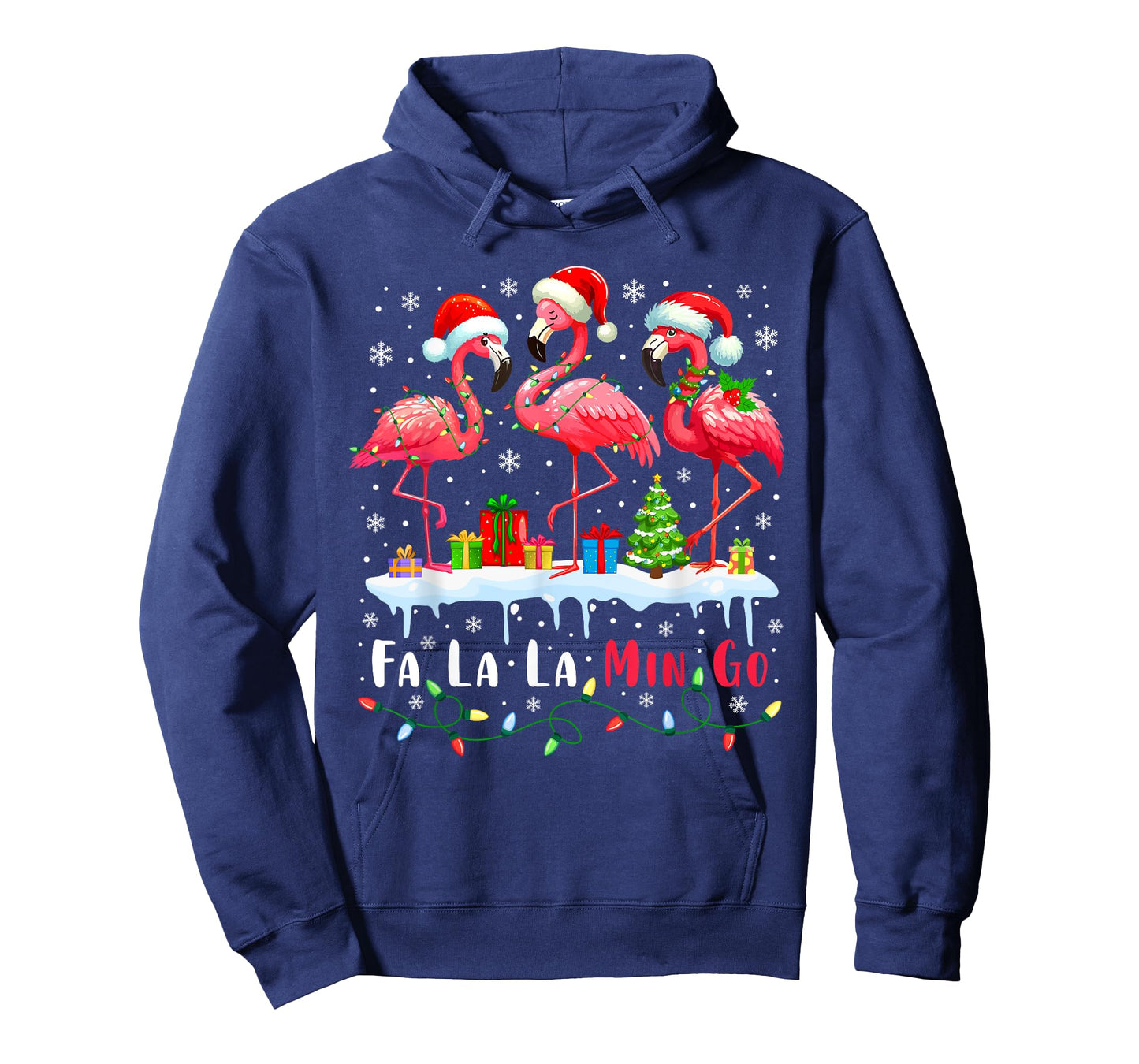 Fa La La Mingo Flamingo Christmas Tropical Xmas Tree Lights T-Shirt