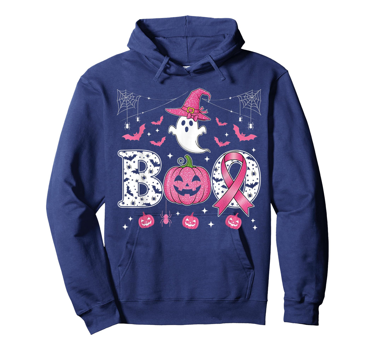 Ghost Witch Hat Pink Ribbon Breast Cancer Halloween T-Shirt