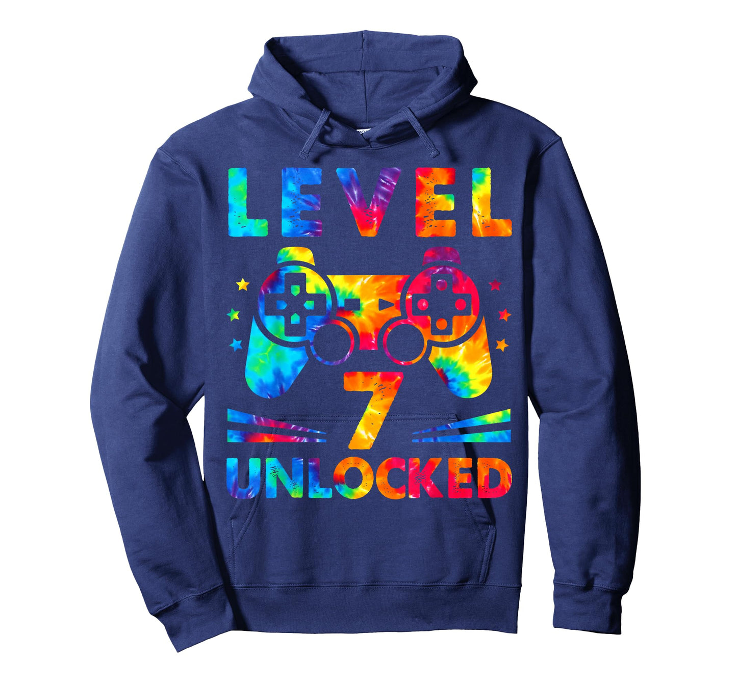 7 Year Old 7th Birthday Gamer Tie Dye Boys Level Gift T-Shirt