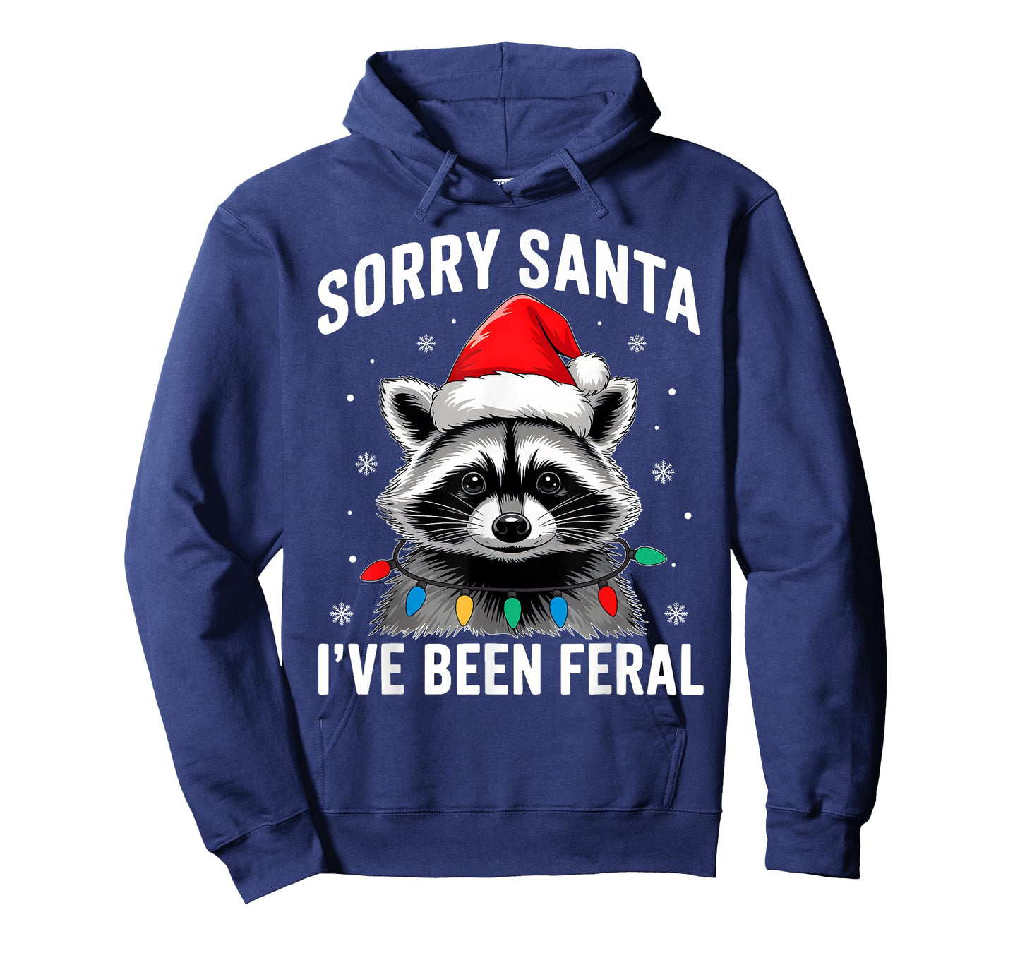 Sorry Santa I've Been Feral Funny Christmas Lights Raccoon T-Shirt