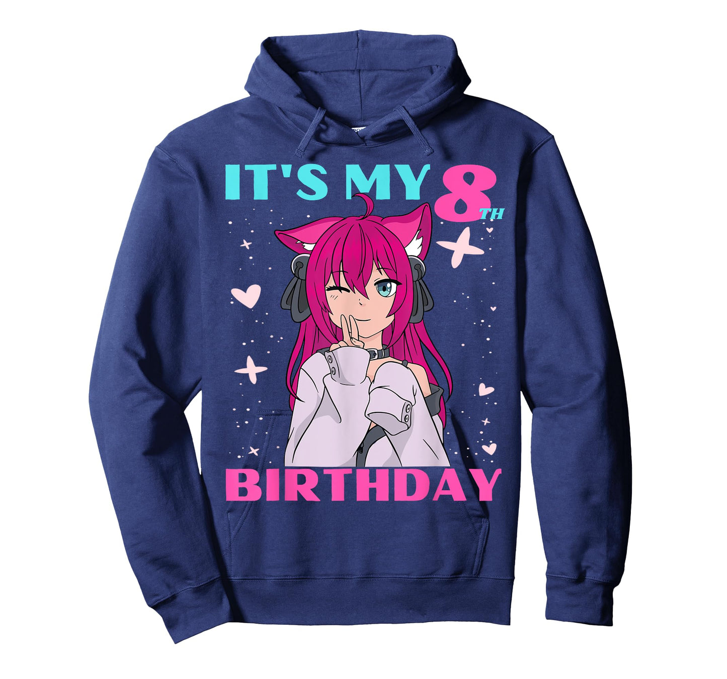Anime Girl It's My 8th Birthday 8 Years Birthday Girl Kawaii T-Shirt