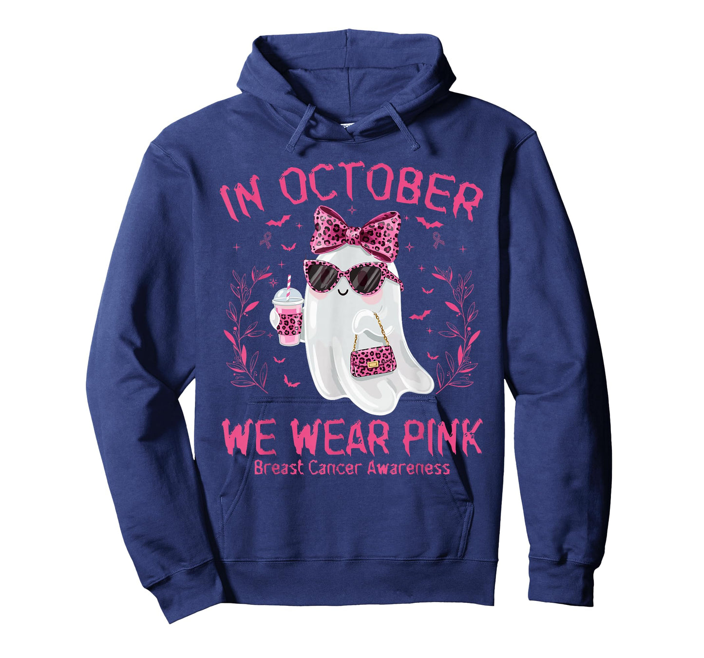 in October We Wear Pink Ghost Breast Cancer Awareness T-Shirt