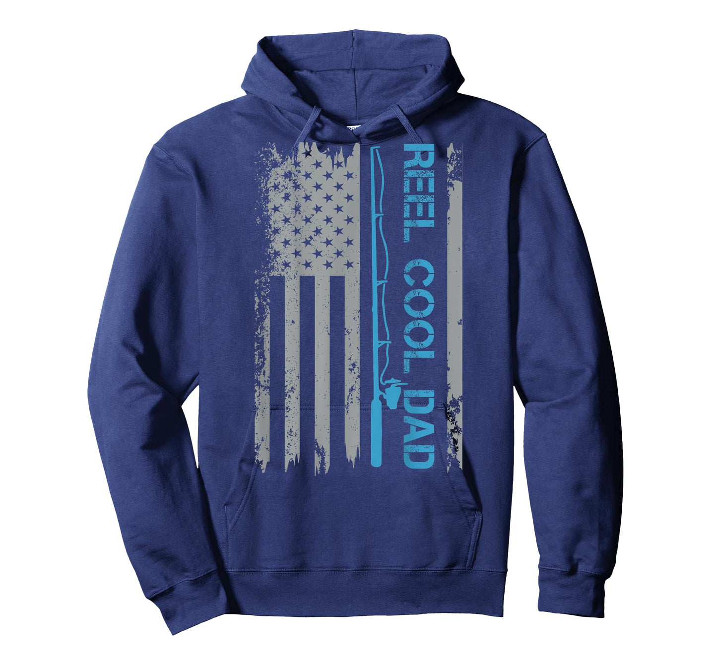 Reel Cool Dad Fishing USA Flag Patriotic 4th of July On Back T-Shirt for Men