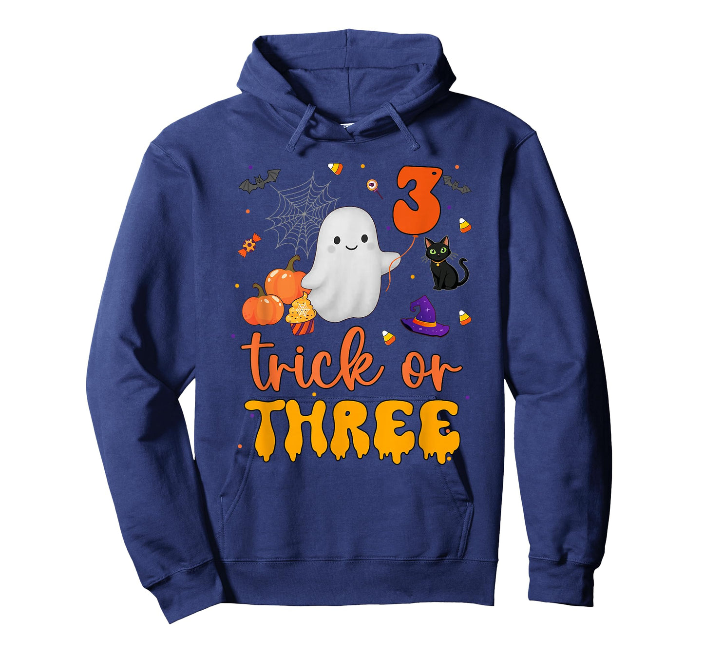 Trick or Three Ghost Pumpkins Cat Halloween 3rd Birthday Boy T-Shirt