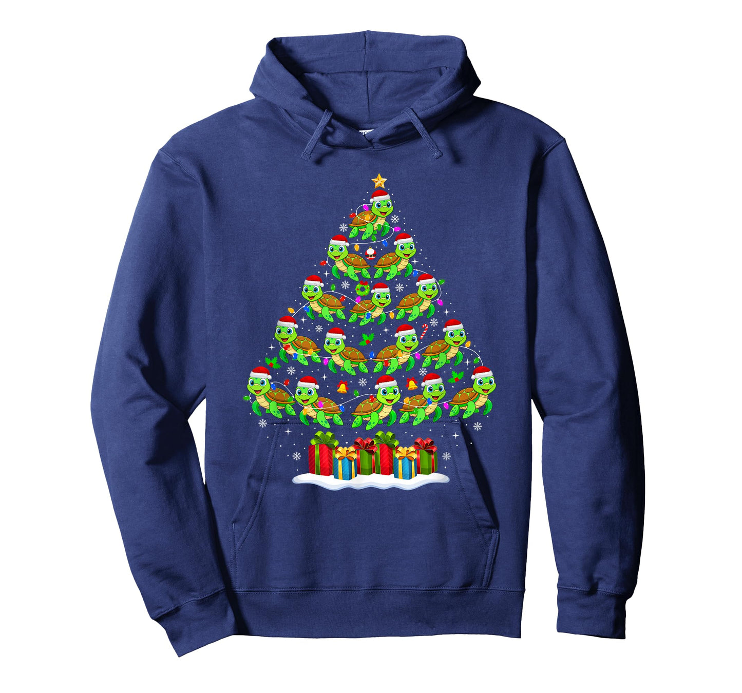 Sea Turtle Christmas Tree Lights Funny Xmas Family Men Women T-Shirt