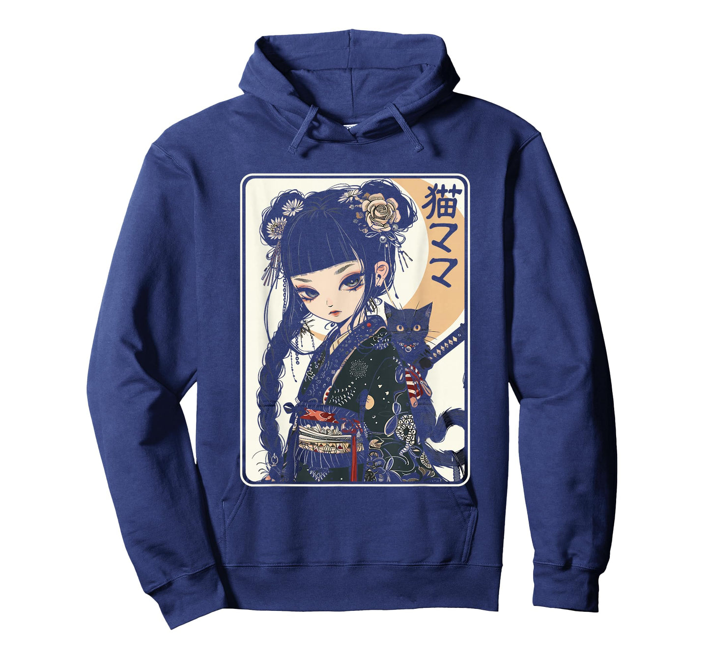 Japanese Gothic Kawaii Anime Samurai Cat Mom Woman Girls T-Shirt