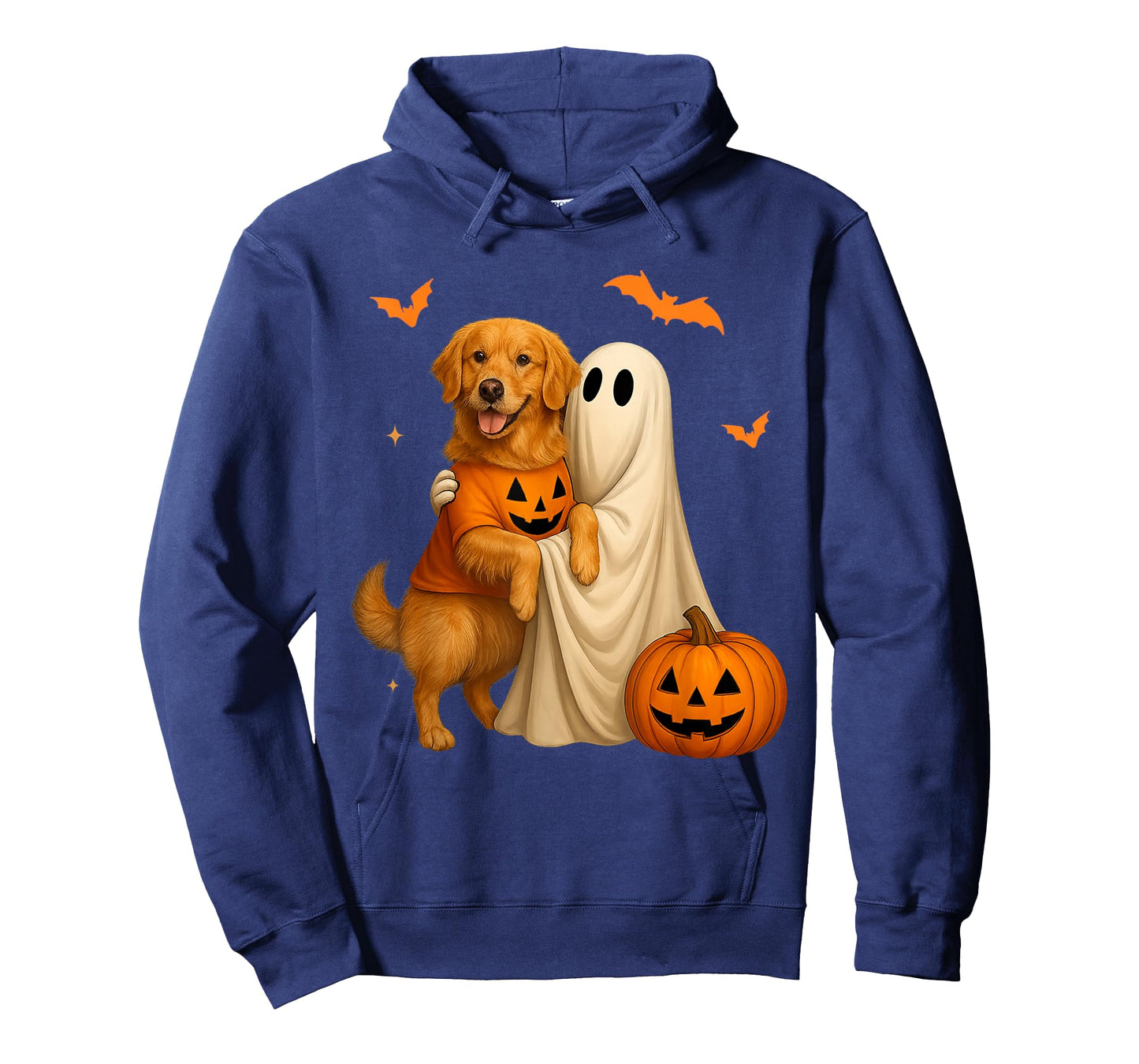 Ghost Holding Golden Dog Halloween - Funny Golden Retriever T-Shirt