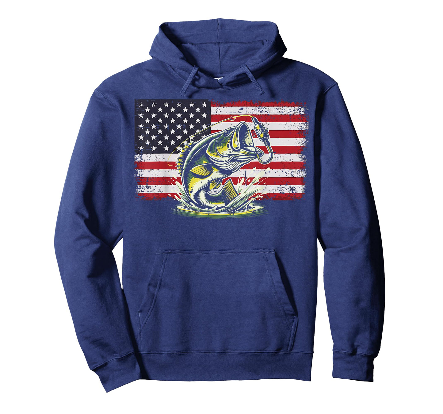 Bass Fishing USA Flag Fisherman Angler Patriot Men Women Kid T-Shirt