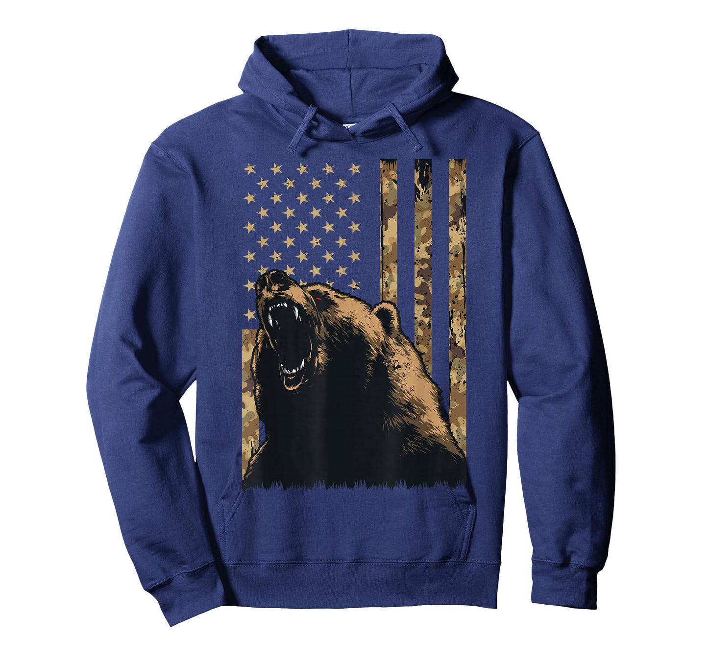 Desert Camo Grizzly Bear Grunge American Flag Tactical USA T-Shirt