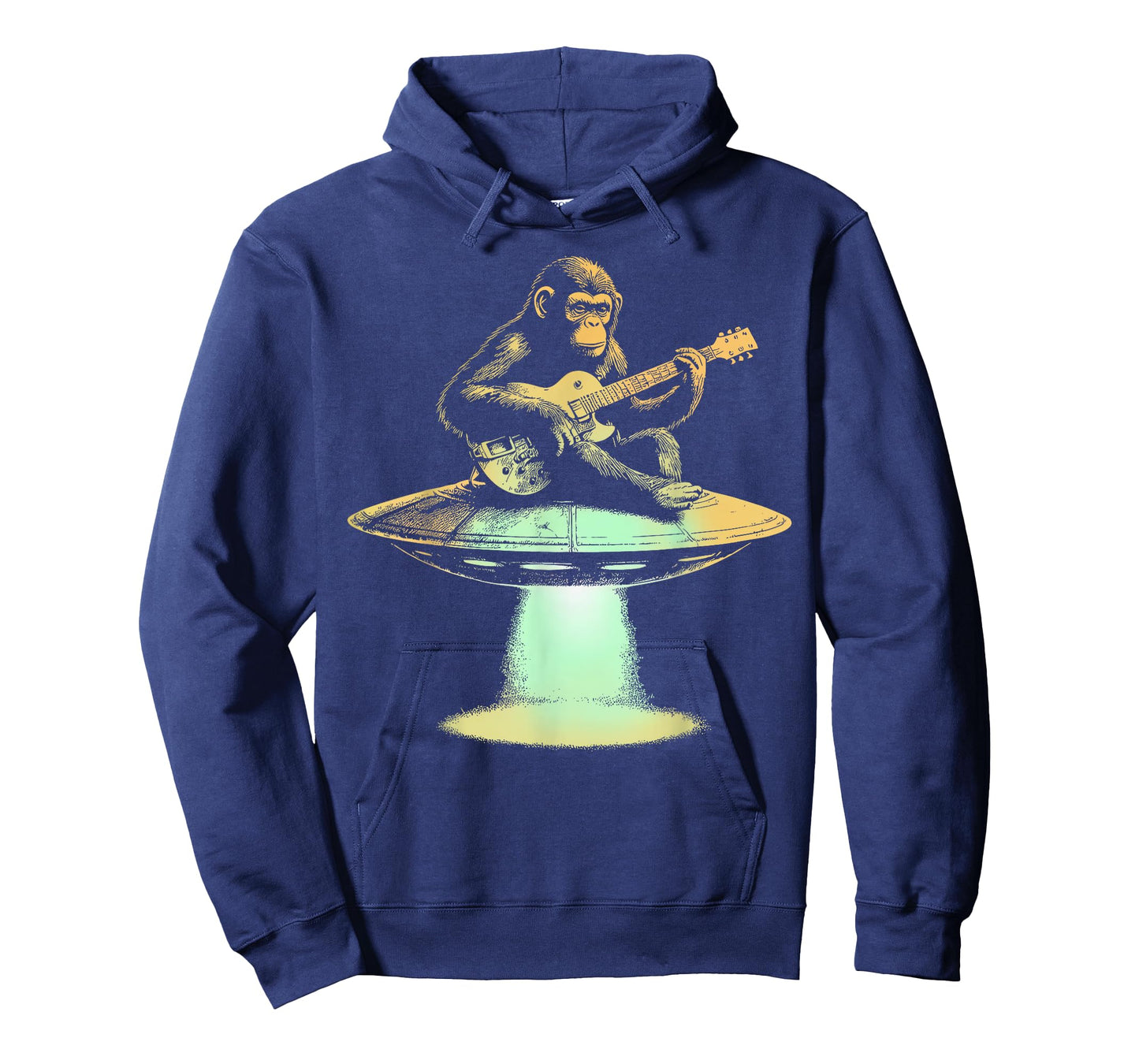 Monkey Playing Guitar On UFO Funny Guitarist Musician T-Shirt