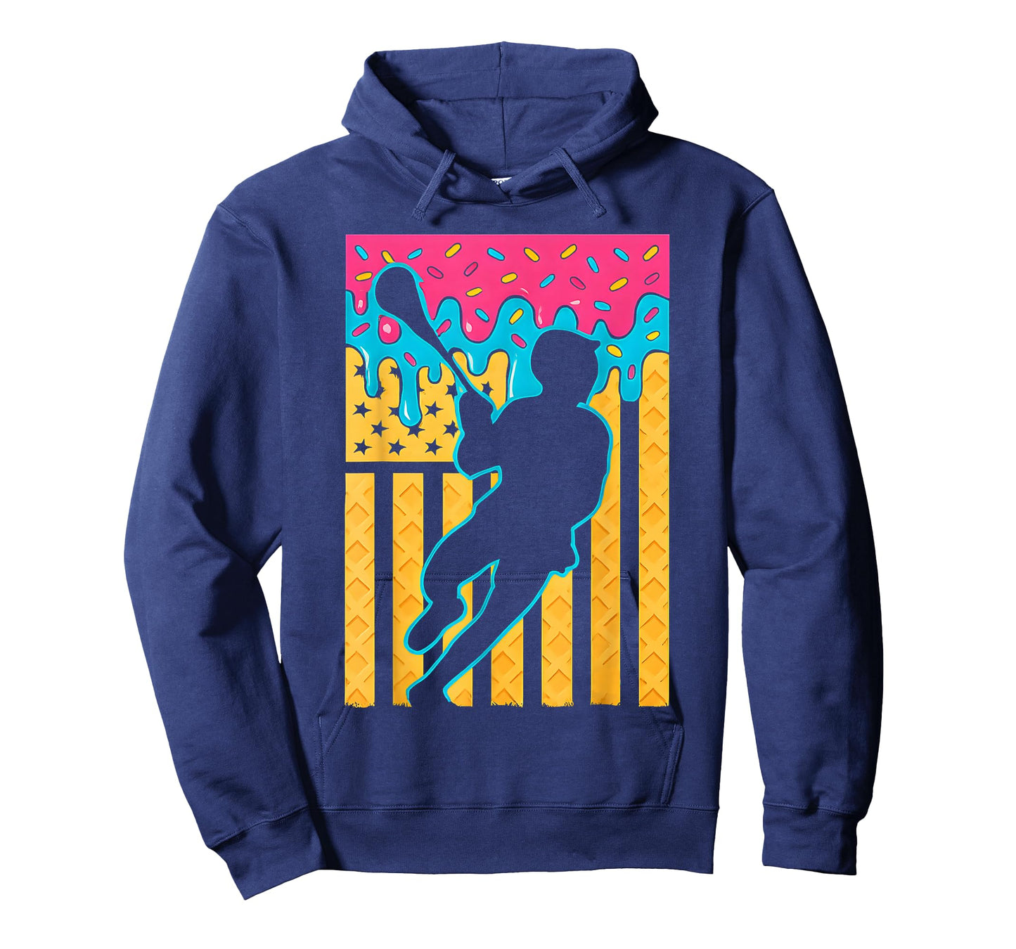 Lacrosse Ice Cream Drip Boys American Flag T-Shirt