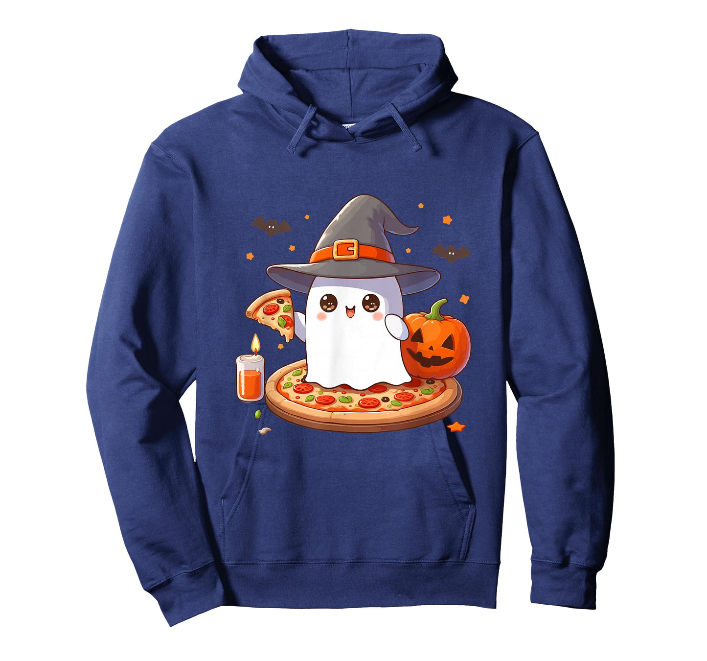 Halloween Cute Ghost Eating Pizza, Cute Ghost Pumpkin Pizza T-Shirt