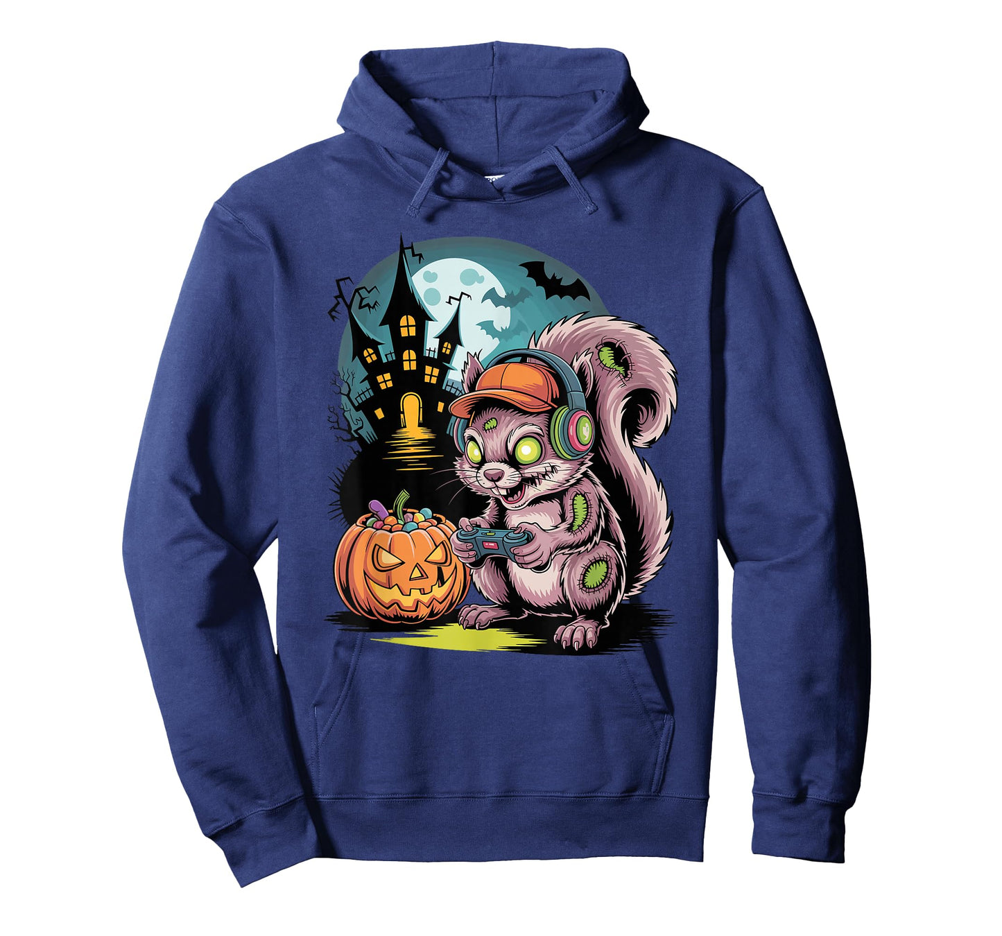 Halloween Zombie Squirrel Gamer Haunted Castle Video Gaming T-Shirt