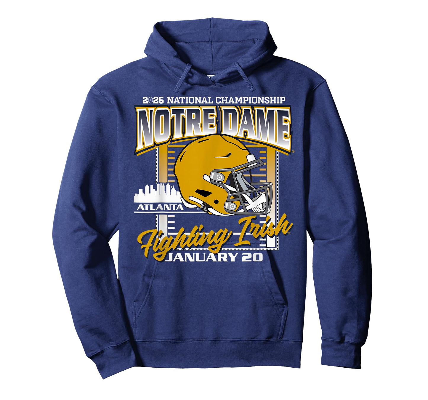 Elite Authentics Notre Dame Fighting Irish CFP National Championship 2025 T-Shirt - Blue, Small