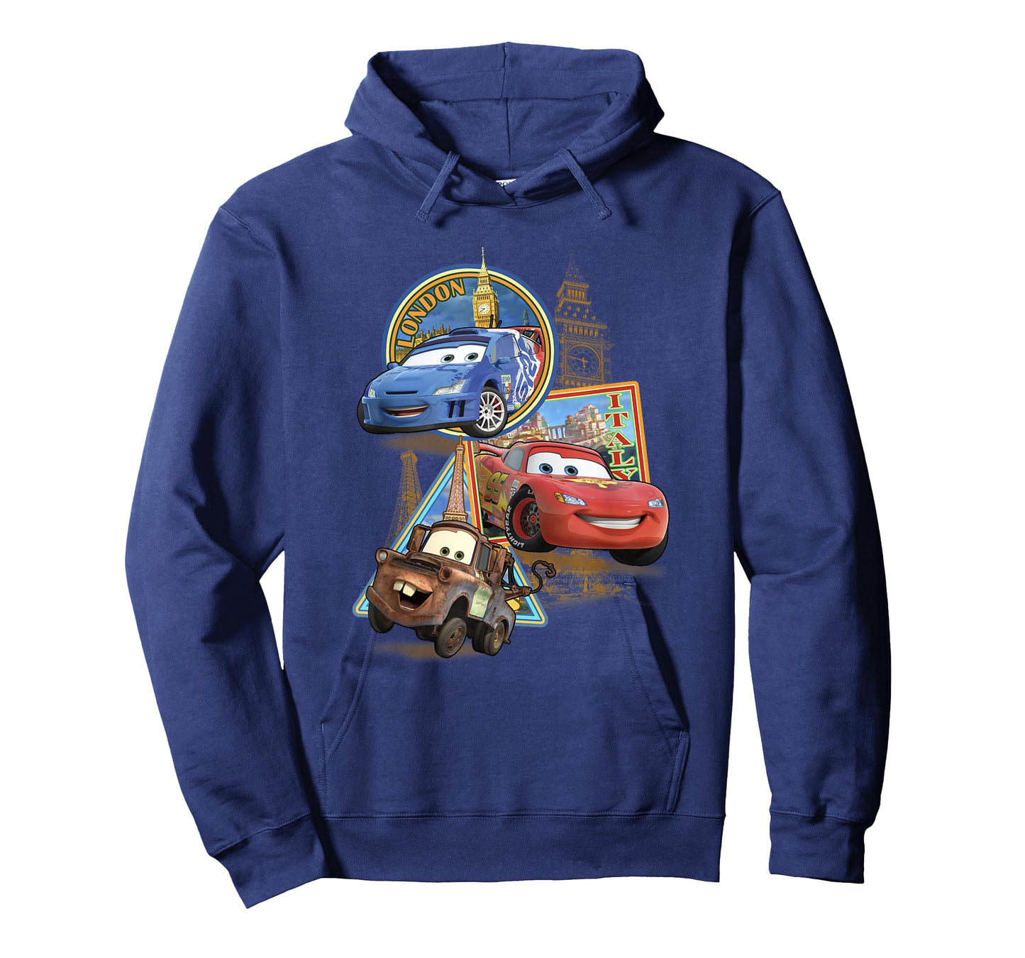 Disney Pixar Cars 2 London Italy Paris World Tour Postcards T-Shirt