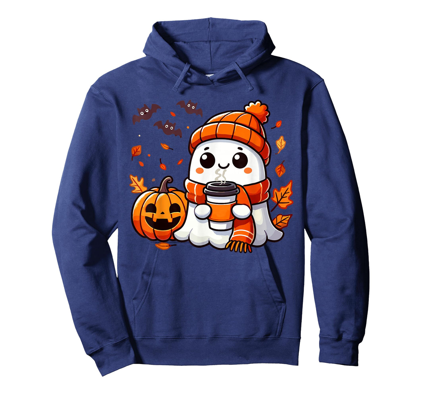 Cute Halloween Ghost Drinking Ice Coffee, Halloween Women T-Shirt