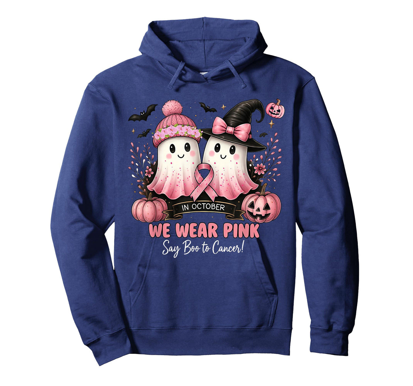 in October We Wear Pink Say Boo to Cancer Halloween Ghost T-Shirt