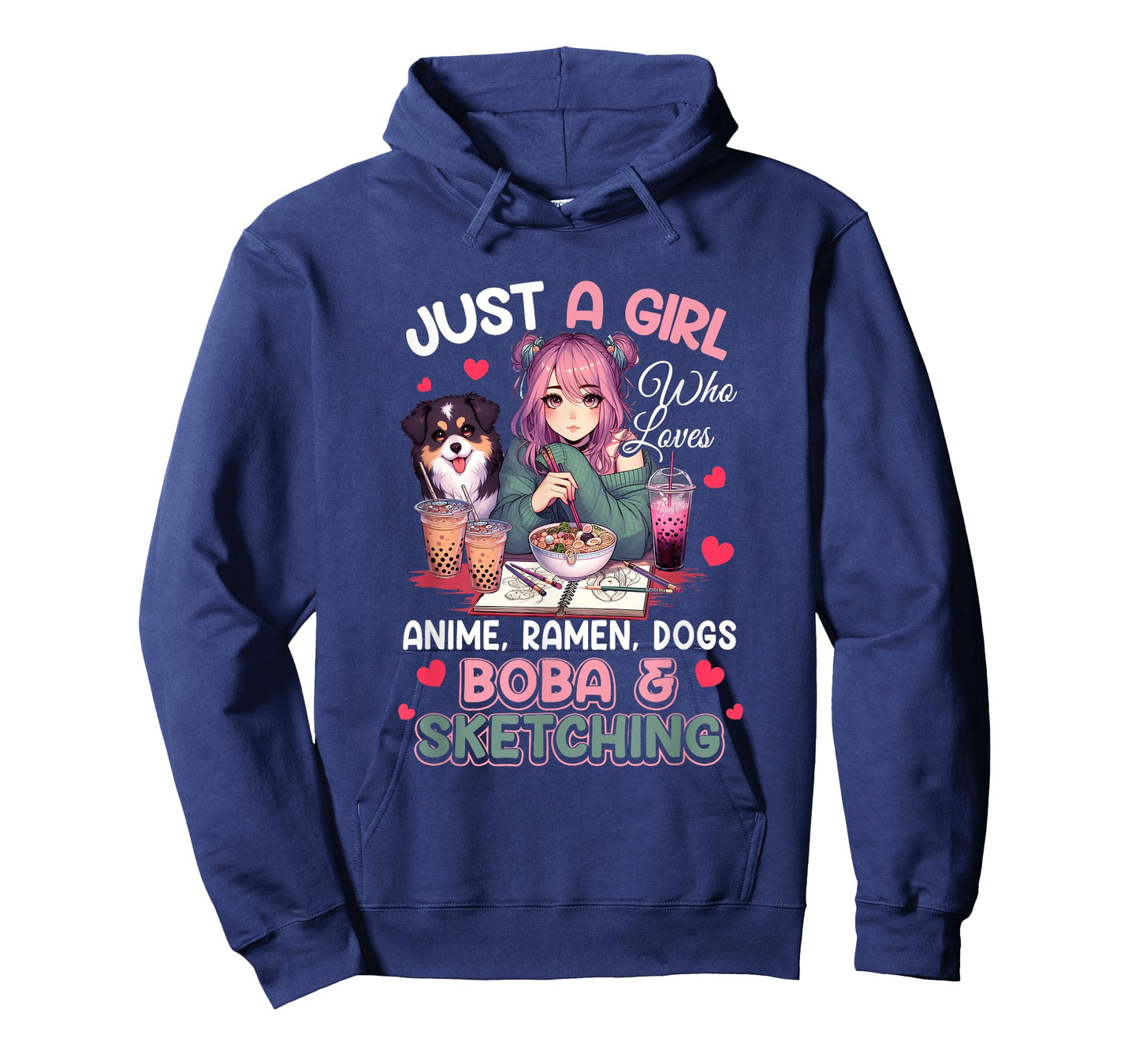 Just Girl Who Loves Anime Ramen Dogs Boba Sketching Japan T-Shirt