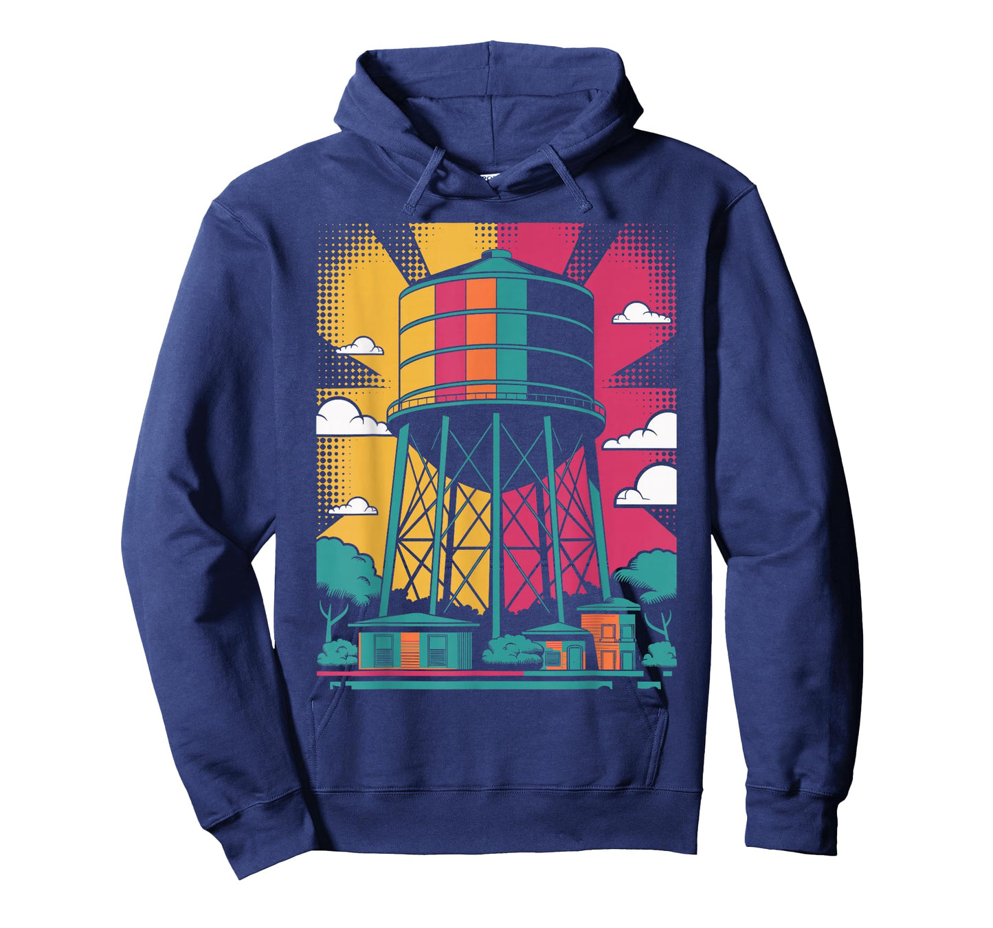 Pop Art Water Tower Urban Landscape Design T-Shirt