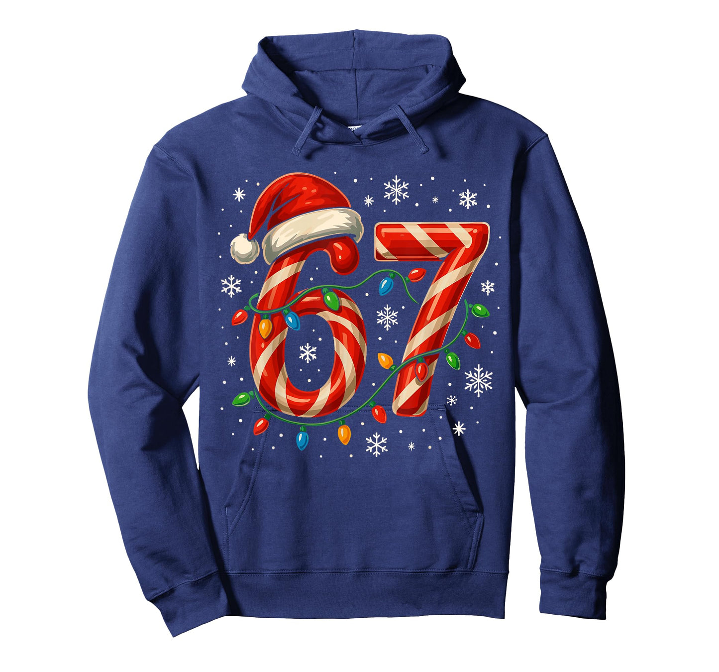 67 Christmas Meme Funny Six Seven Xmas Lights Candy Cane T-Shirt