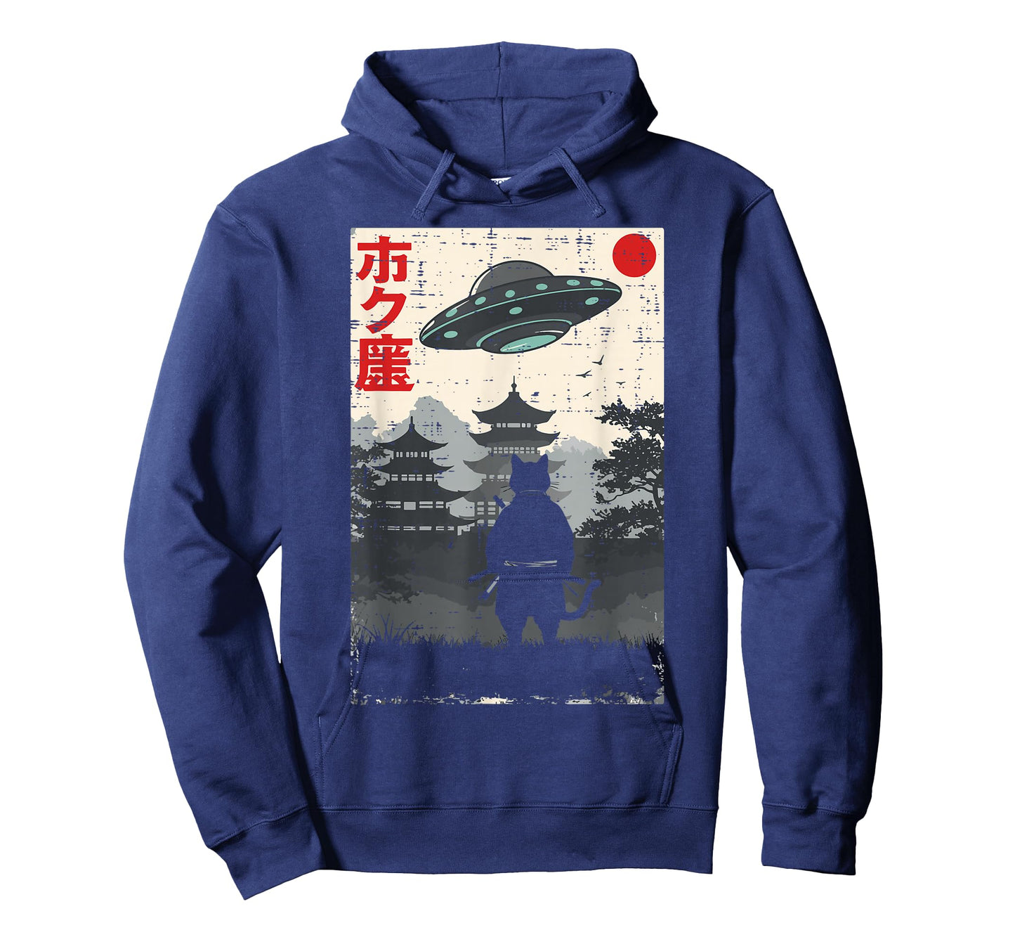 Japanese Ninja Cat UFO Temple Ukiyo-e Art Men Women Kids T-Shirt