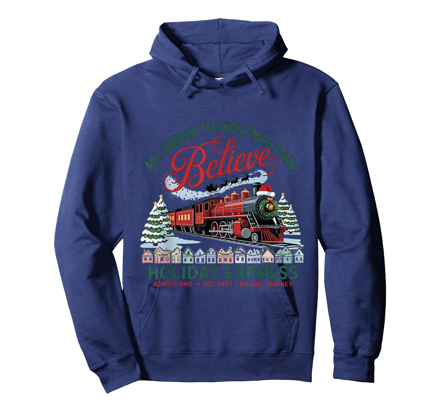 All Aboard to Christmas Town Believe Round Trip North Pole T-Shirt