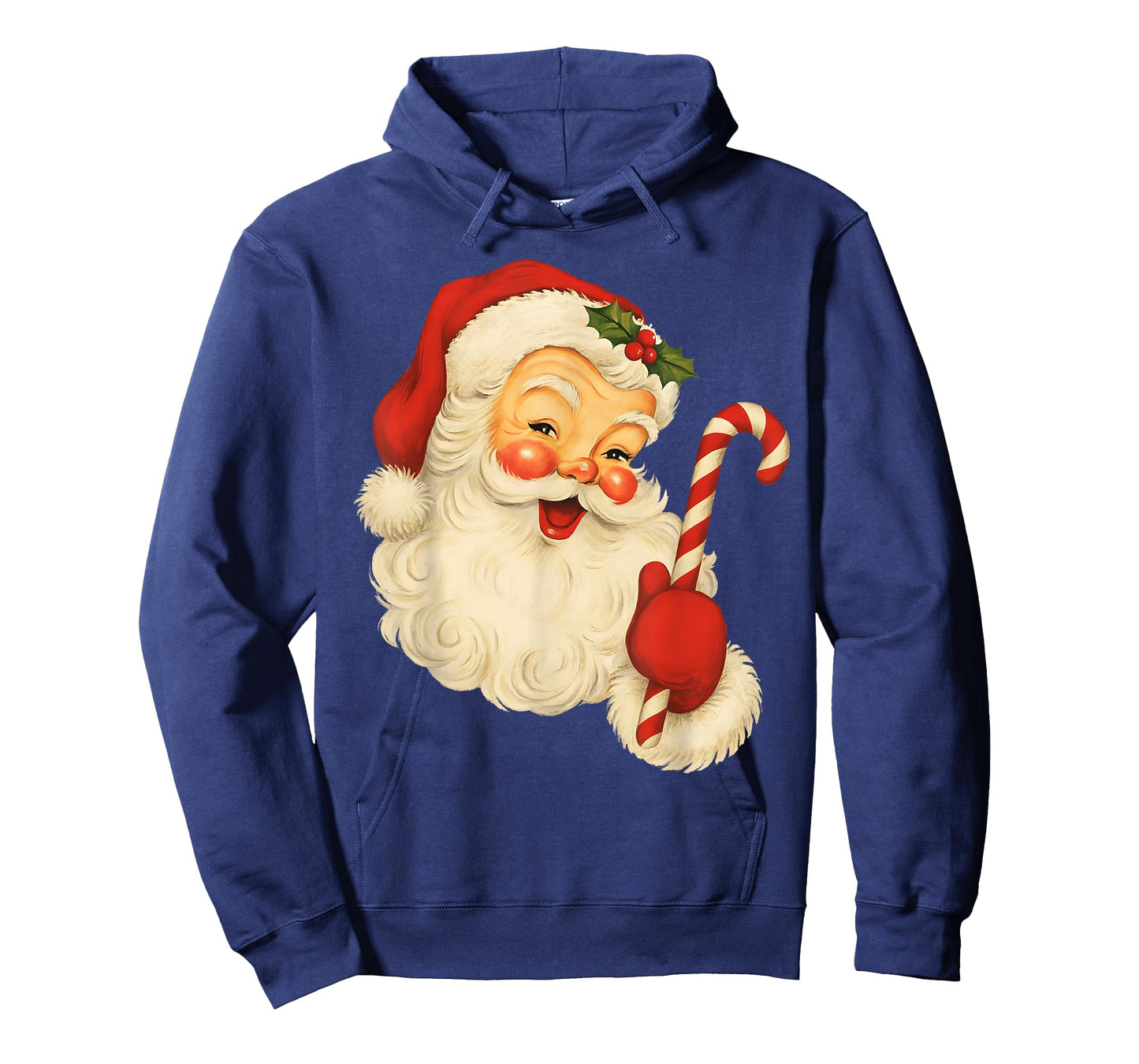 Vintage Retro Merry Christmas Santa Claus Face Candy Cane T-Shirt