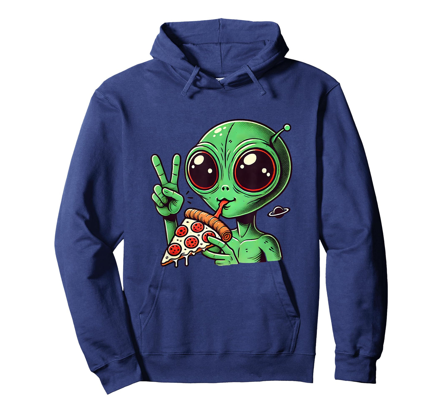 Funny Alien Head Eating Pizza UFO Extraterrestrial T-Shirt