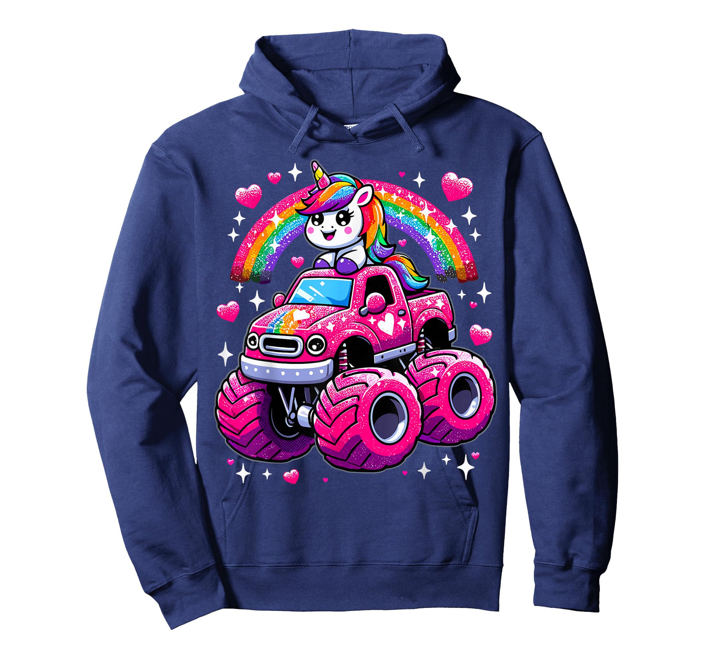 Funny Cute Unicorn Riding Monster Truck T-Shirt