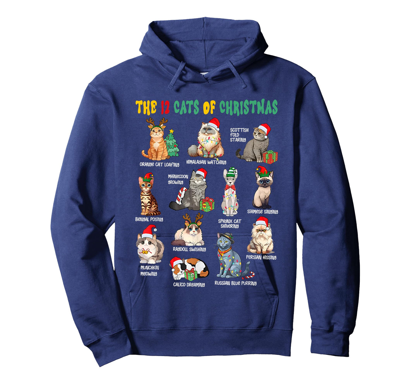 12 Cats of Christmas Funny Christmas Cat Lover Xmas Holiday T-Shirt